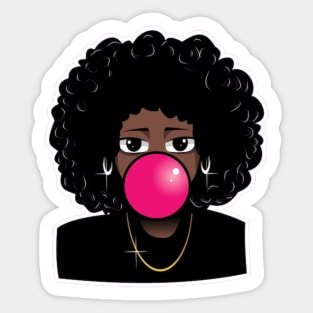 Big Curly Afro Natural Hair Black Woman Sticker